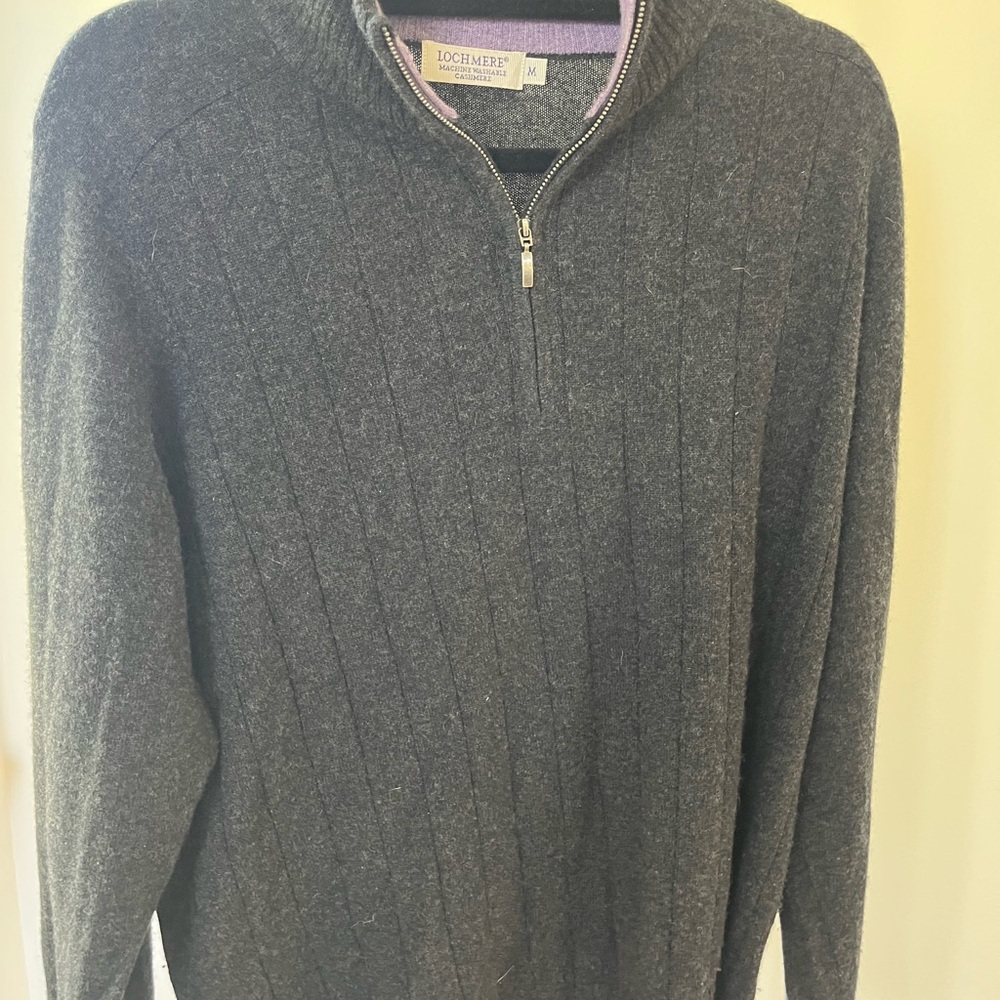 Men's Lochmere Cashmere Quarter-Zip Sweater - Charcoal Gray